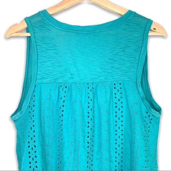 ANTHRO Eri+Ali Teal Eyelet Lace Back Tank Top - Picture 5 of 6